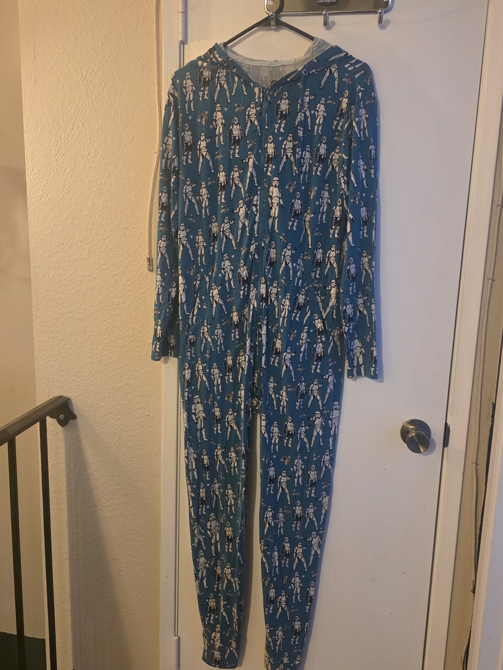 MeUndies x Star Wars Teal Hooded Pajama One-Piece Stormtrooper Disco S/M
